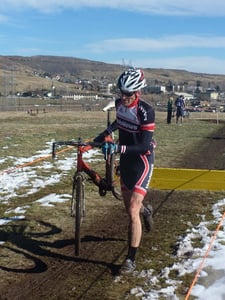 lennard carrying Lennard Zinn in a local cross race