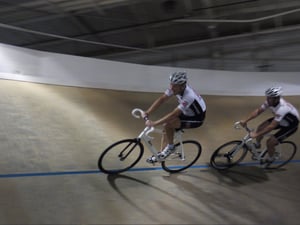 Steve Stewart:: Zinn magnesium track bike Steve Stewart racing his new Zinn superlight track bike.